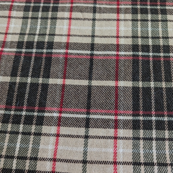 Limited vintage wool blend brown red tan plaid mini skirt, size 8/M - Picture 2 of 6